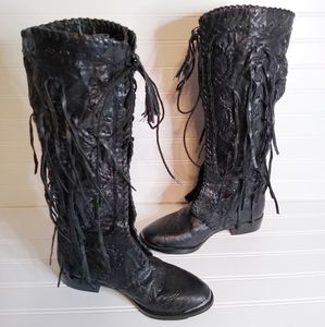 Sam Edelman Palermo Fringe Black Boots *Like New